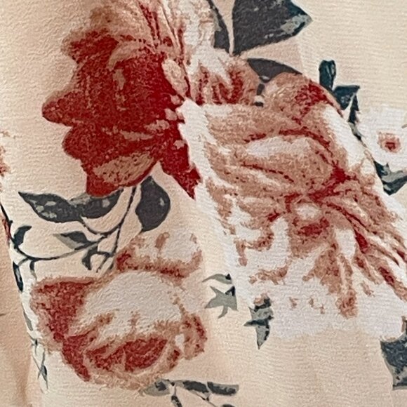 EXLURA (NWT) Empire 3/4 Sleeve Peasant Ruffle Mini Dress, Peach/Pink Multi - L - Picture 8 of 12